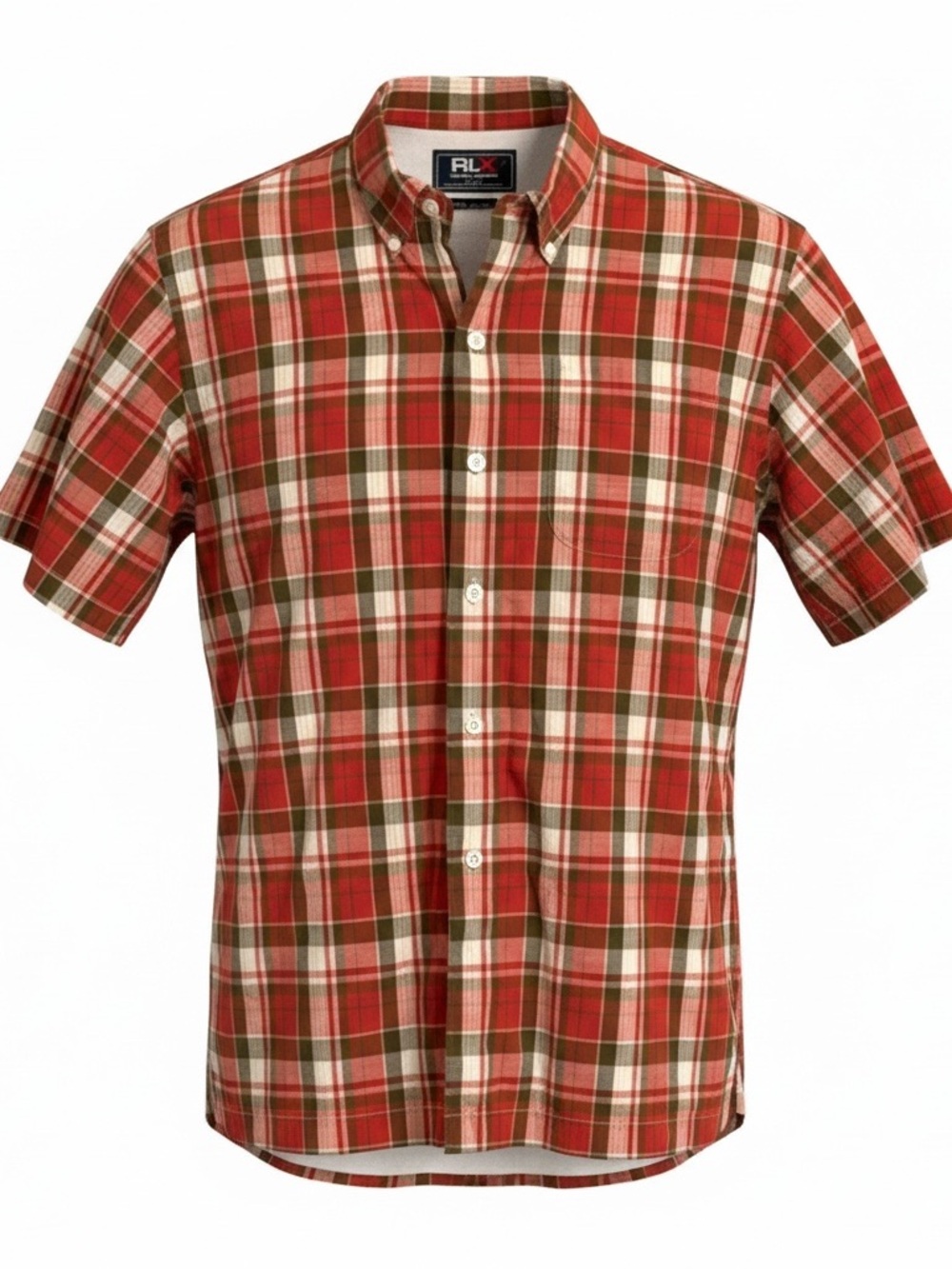 Ralph Lauren RLX short sleeve button down mens shirt Sz M 100% cotton.